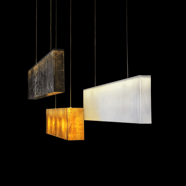 Luxury modern statement linear light for long dining tables crafted for architectural projects