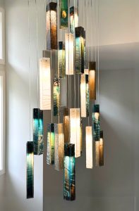Luxury SunBeam pendant chandelier – bespoke lighting for tall entry spaces