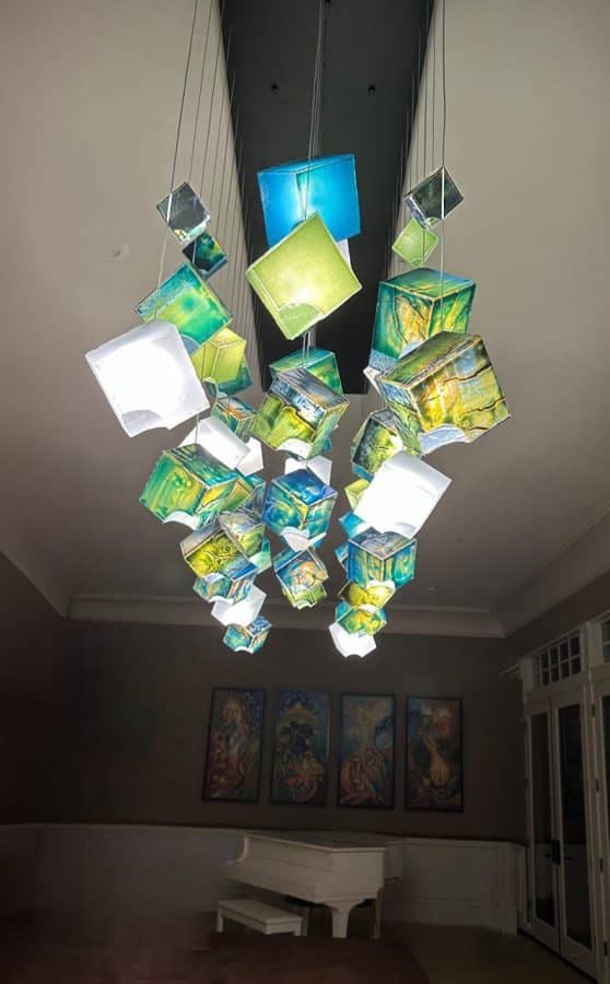 Elegant art glass light fixture made for contemporary homes