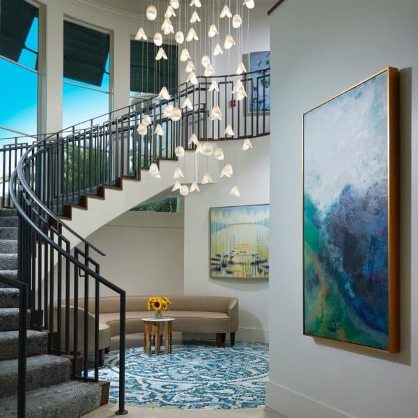 Blown glass pendant chandelier