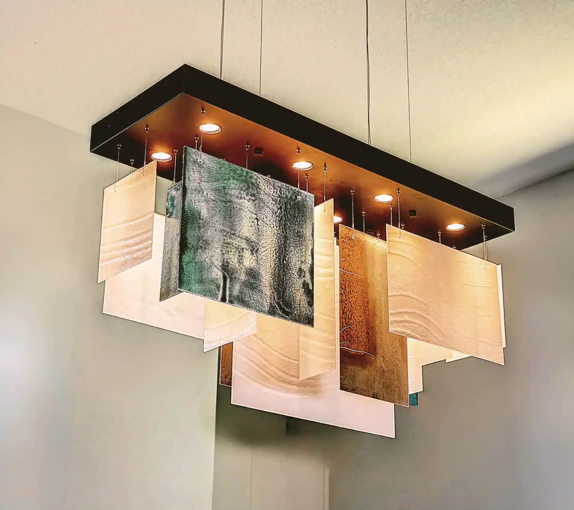 Blue Cliffs glass pendant chandelier for open-concept dining