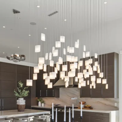 Custom made white pendant glass chandelier light