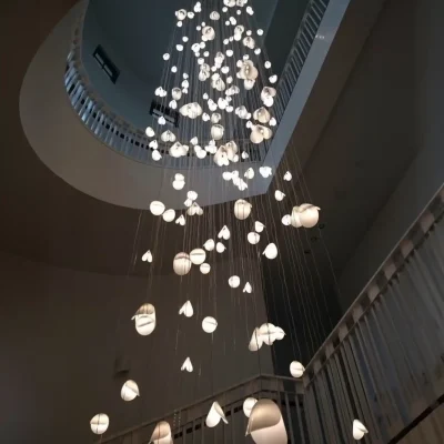 statement chandelier for high stairs